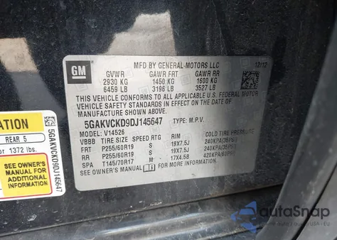 2013 Buick Enclave Leather from USA, damaged, VIN 5GAKVCKD9DJ145647